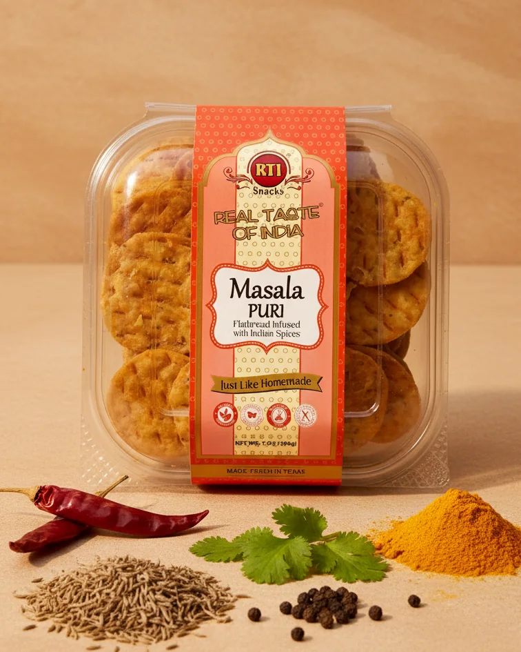 RTI Masala Puri with turmeric, coriander, chili and black pepper