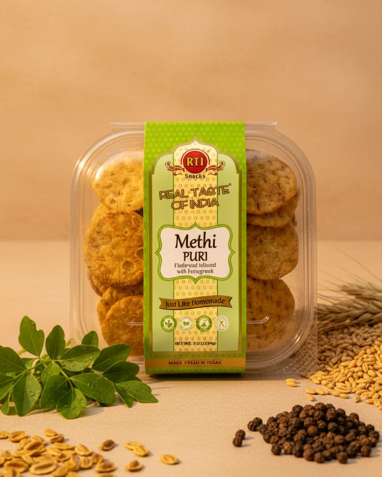 RTI Methi Puri with fresh fenugreek leaves