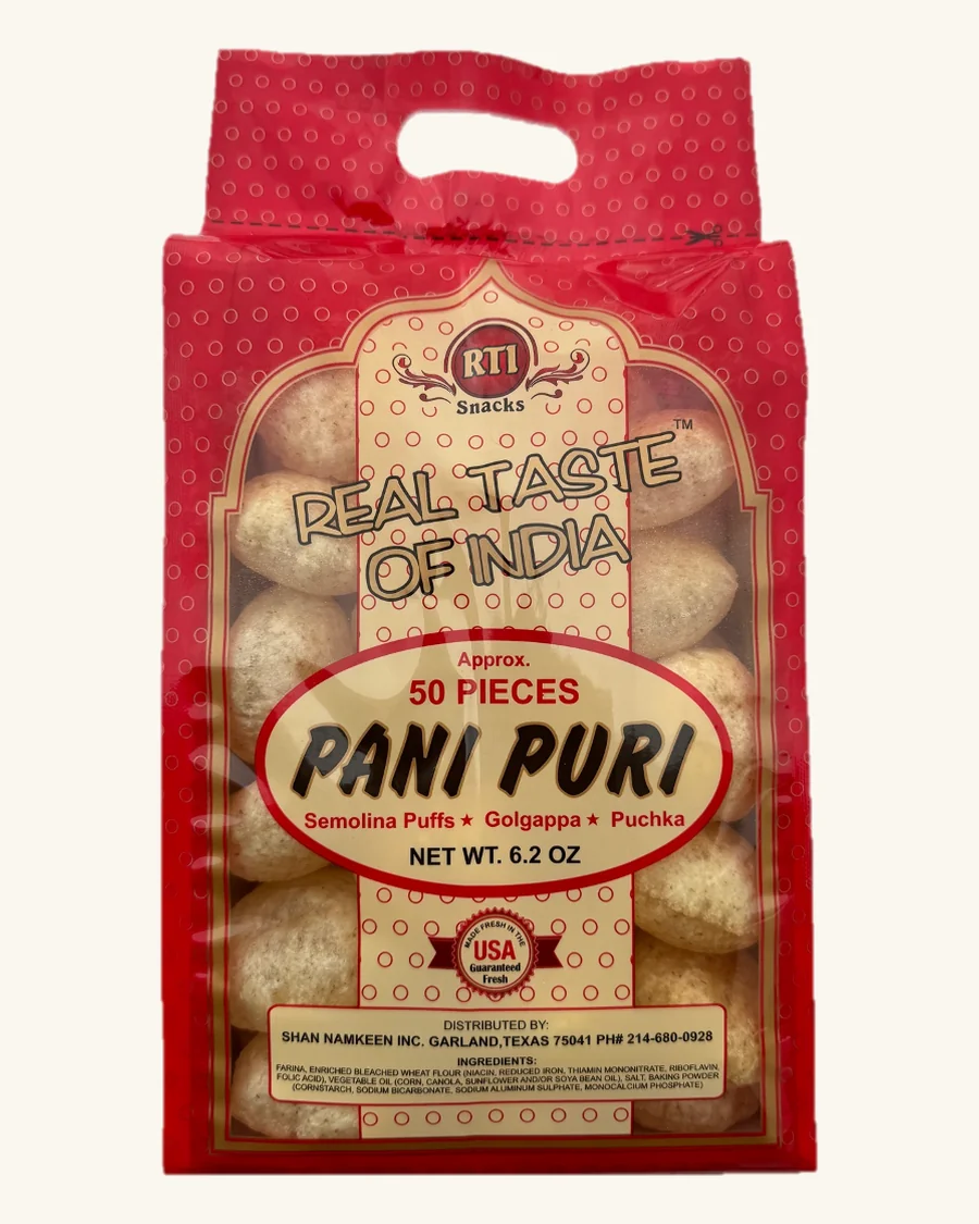 RTI Pani Puri bag of approximately 50 semolina shells, 6.2 oz